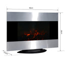 Camino Elettrico da Parete o Terra Effetto Fiamma 1000W/2000W Inox e Nero 