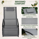 Sedia a Dondolo Zero Gravity da Giardino 63x160x88 cm in Metallo e Texteline Grigio