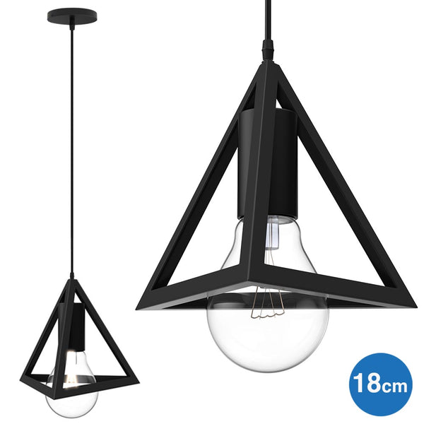 Lampadario Lampada Sospensione Piramide 18cm Design Moderno Paralume Nero acquista