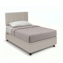 Letto Singolo Contenitore Imbottito Similpelle Tortora BoxMax Testata Vertical Varie Misure