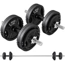 Pesi per Palestra 2 in 1 da 42 kg con 14 Dischi Bilanciere e Manubri in Acciaio Nero      