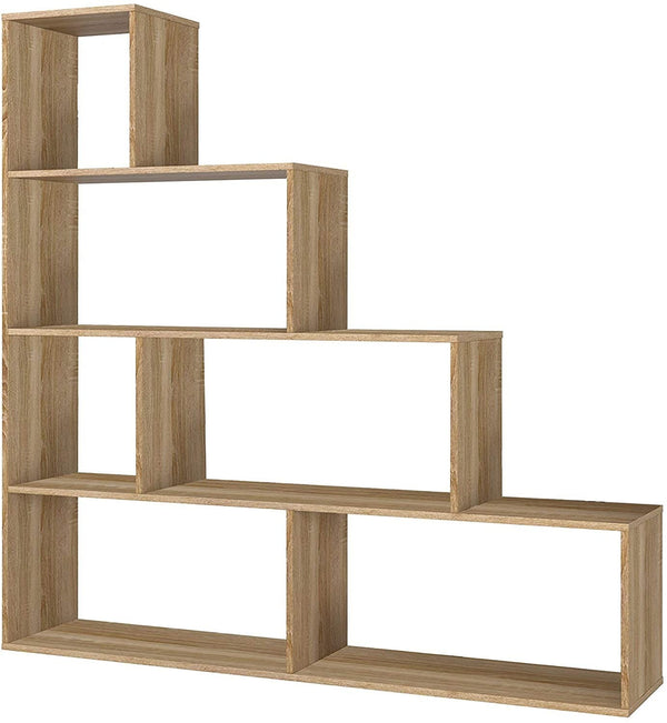Bibliothèque 145x29x145 cm en 9 Etagères Chêne Mélamine sconto