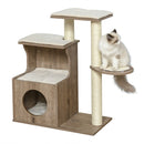 Albero Tiragraffi per Gatti 66x38x88 cm in Legno e Corda Sisal Marrone Chiaro