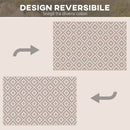 Tappeto da Esterno Reversibile 182x274 cm con Fantasia Geometrica Caffè e Bianco   