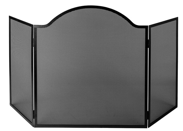 acquista Parascintille per Stufa a 3 Ante 39+80+39x90 cm in Ferro Verniciato Grigio Martellato