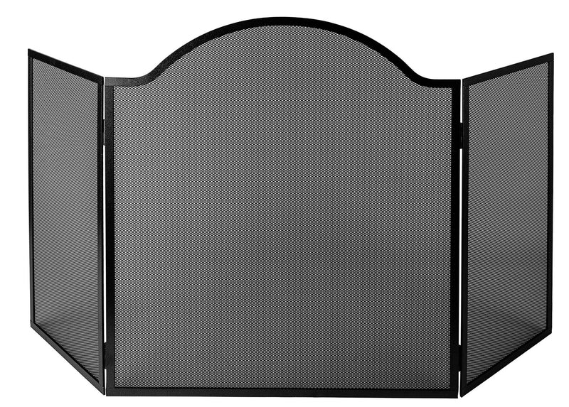 Parascintille per Stufa a 3 Ante 39+80+39x90 cm in Ferro Verniciato Grigio Martellato