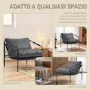 Poltrona da Salotto 74,5x75x77 cm con Cuscini Spessi in Pelle PU e Telaio in Metallo Grigio Carbone      