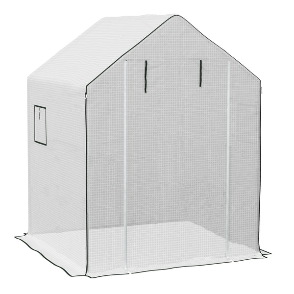 Copertura per Serra da Giardino 140x143x190 cm con Porta a Cerniera e Finestre PE Bianco acquista