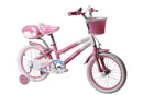 Bicicletta per Bambine Unicorn 14 Pollici con Stabilizzatori Bauletto e Cestino Rosa Rosa  