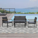 Set da Giardino Divano 2 Poltrone 1 Tavolino in Acciaio  WDC Nero