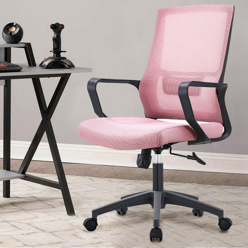 Sedia da Ufficio Rosa Poltrona da Scrivania Studio Cameretta Altezza Regolabile