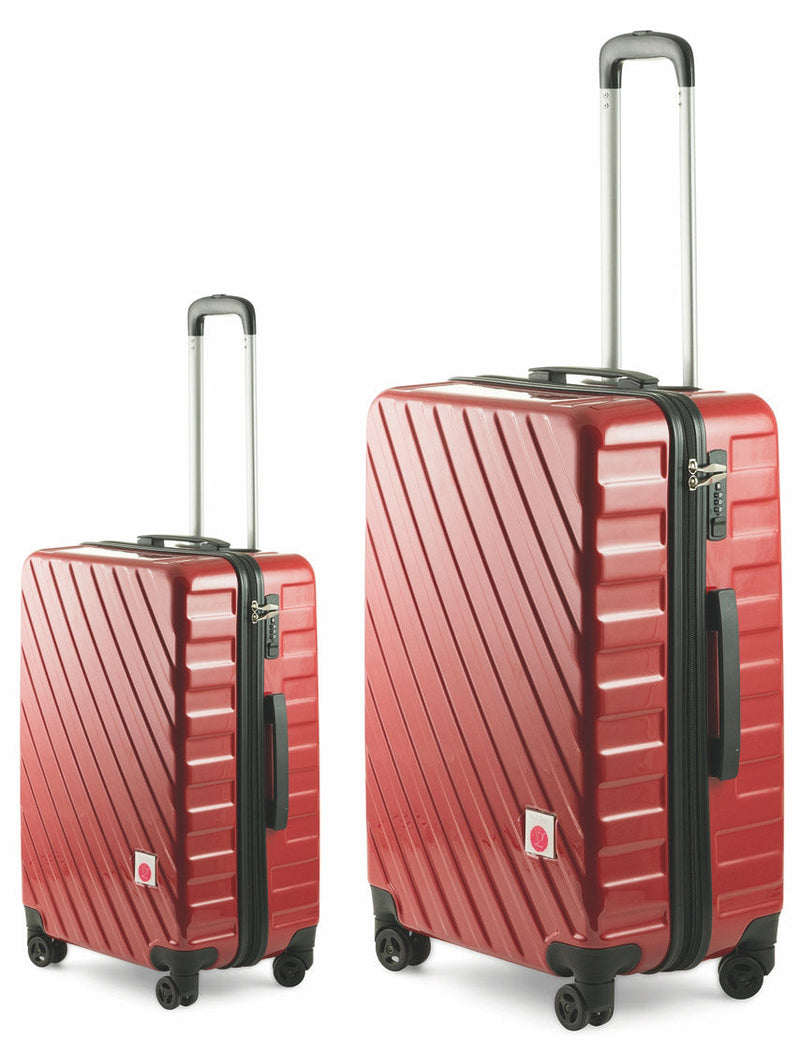 Set 2 Valigie Trolley Rigide in Policarbonato 4 Ruote TSA Soriani Rosso