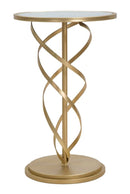 Tavolinetto Glam Spiral Ø38x61,5 cm in Ferro MDF e Vetro Oro e Multicolor