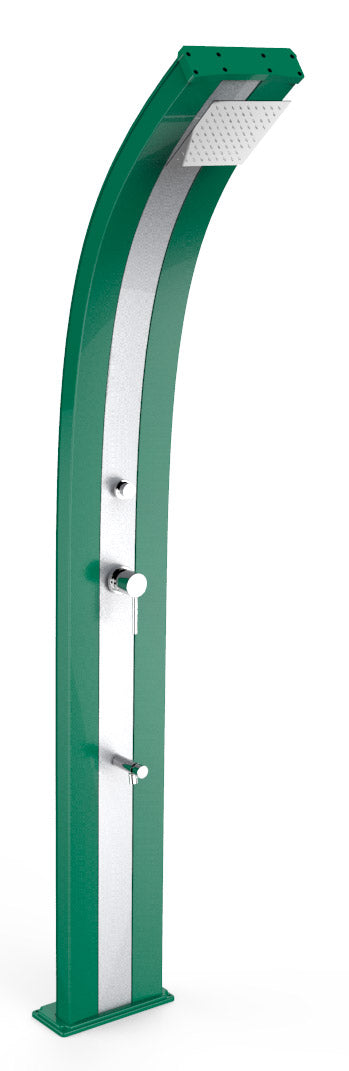 Doccia Solare da Giardino 40L Miscelatore Temporizzato e Lavapiedi Arkema Dada Fascia Inox Verde sconto
