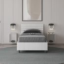Letto Singolo Ankel Testata Doghe Dritta  Bianco Frassino Varie Misure