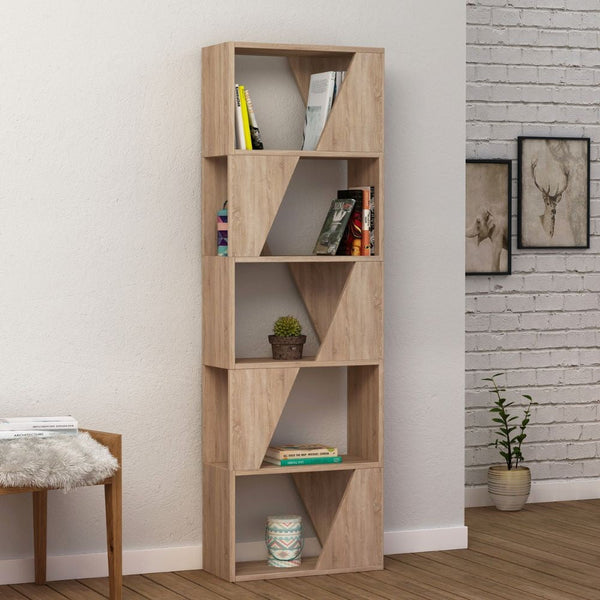 Libreria 5 Ripiani 54x24x168 cm in MDF Frame Rovere sconto