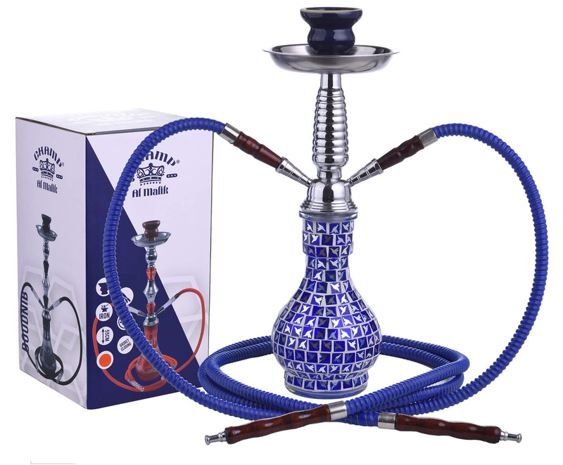 Narghilè 2 Tubi H38 cm con Pinza Carbone