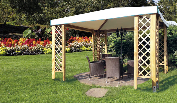 sconto Tonnelle de Jardin avec Grilles 3,6x3,6m en Bois