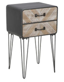 Mobiletto 2 Cassetti Oklahoma 41x34,5x70 cm in Ferro e MDF Marrone e Nero