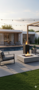 Stufa da Esterno a Gas GPL Effetto Camino 131,6x43,4x43,4 cm 7,3 kW in Acciaio Italkero Etna Nera