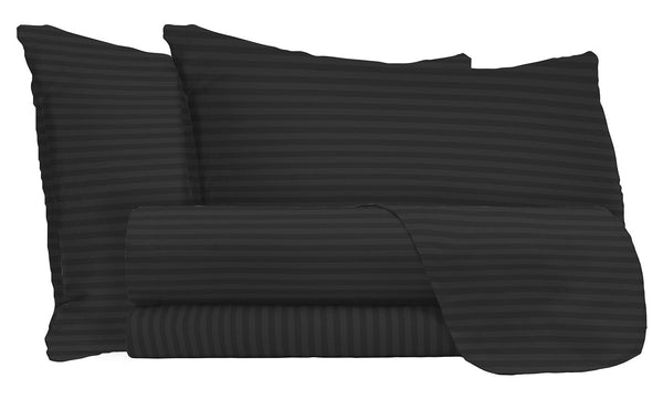 acquista Parure de lit double dessus et dessous et taies d'oreiller en satin de polyester noir