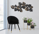 Pannelo Dark Leaf 133x6,5x63 cm in Ferro Nero e Oro