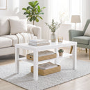Tavolino da Salotto Rettangolare 90x45x44,5 cm con Ampio Ripiano in MDF Bianco      