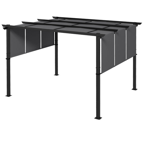 acquista Gazebo Pergola 3x3.5 m con 3 Tettucci Regolabili in Acciaio e Poliestere Anti UV Grigio