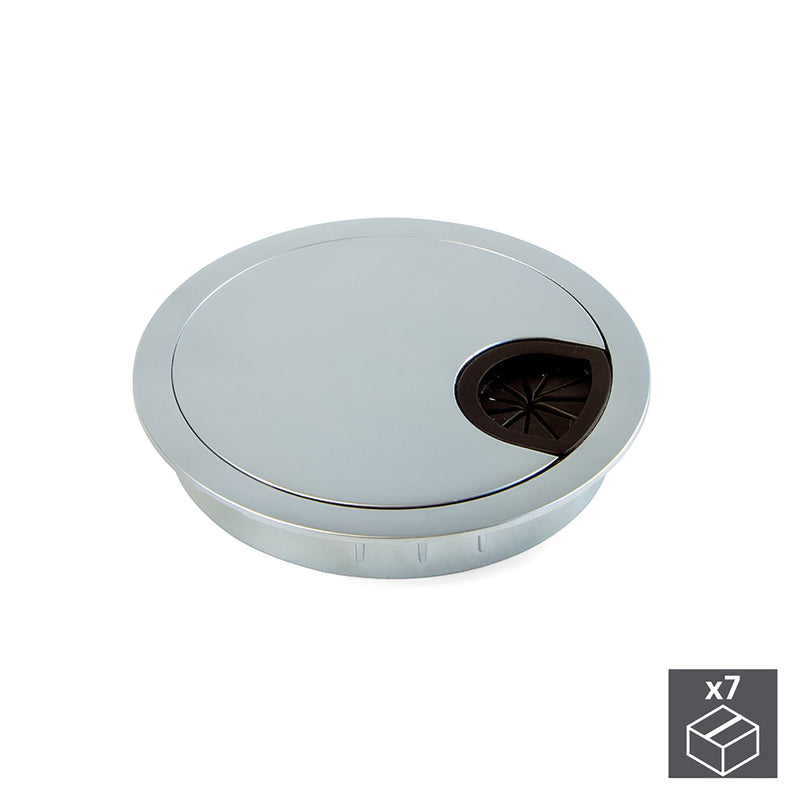 Passacavi Circolare 80 mm a Incasso Zama Cromo Opaco 7 Pezzi Emuca