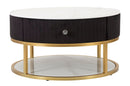 Tavolo da Caffe' Montpellier Nero Ø 75x36 cm in Ferro Legno 