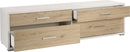 Mobile con 4 Cassetti 179x50x47 cm Ossido Bianco/Rovere Naturale