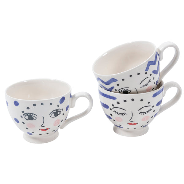 Set 3 Tazze 15x11,5x9 cm in Ceramica VdE Tivoli 1996 Vis a vis online