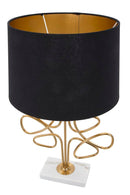 Lampada da Tavolo Glam Roudy Ø39x65 cm in Ferro Plastica e Poliestere Nero e Oro