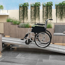 Rampa per Sedia a Rotelle e Scooter per Disabili 305x73.5x5 cm Pieghevole e Antiscivolo in Alluminio Argento      