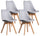 Lot de 4 Chaises 83x49x43 cm en Similicuir Gris Indoor