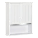 Pensile Mobile Bagno Sospeso con Armadietto a 2 Ante e Ripiano Aperto 60x20x70,5 cm in MDF Bianco 