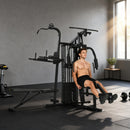 Palestra Multifunzione 250x183x213 cm con Sistema a Pulegge Panca Regolabile Pacco Pesi 69 kg e Cavi in Acciaio Nero      