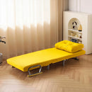 Poltrona Letto Reclinabile Chaise Lounge con Seduta Imbottita Convertibile in Velluto a Coste Giallo Mostarda