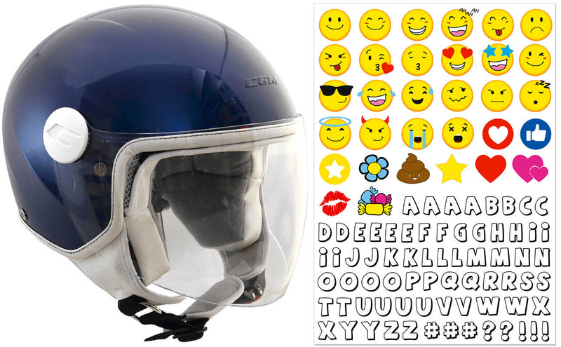 Casco Demi-Jet per Bambini Visiera Lunga CGM Magic Smile 205S Blu Metallizzato Varie Misure