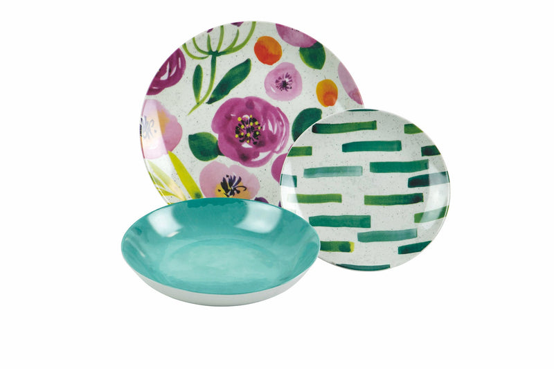 Servizio Piatti 18 Pezzi in Porcellana e Gres Multicolor Villa d'Este Home Tivoli New Acquerello