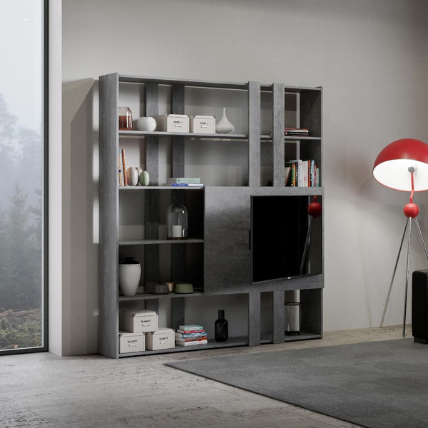 prezzo Libreria Moderna 5 Ripiani con Pannello per TV 178x36x204 cm in nobilitato Grigio