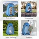 Tenda da Doccia Pop Up Impermeabile 126x124x189 cm con Porta a Cerniera Blu   