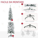 Albero di Natale Innevato Slim 180 cm con 395 Rami in Metallo e Plastica Verde      