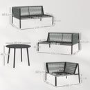 Salotto da Giardino con Divano Angolare Modulabile e Tavolino da Caffè in Rattan Grigio   