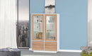 Mobile Vetrina 4 Ante 100,1x41,4x146 cm Bloom Bianco Lucido e Noce