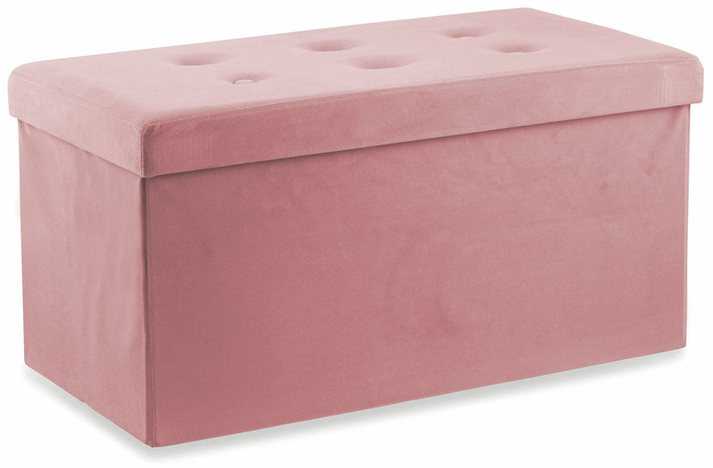 Baule Cassapanca Pouf Contenitore in Velluto Soriani Rosa Antico