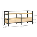 Mobile TV Max 55” 120x40x59 cm in Acciaio e Truciolato Nero e Legno Naturale