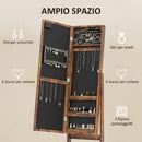 Armadietto Portagioie 36x30x136 cm con Specchio Regolabile e Luci LED in MDF e Vetro Marrone Rustico      