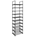 Scarpiera 10 Ripiani Modulabili 45x30x174 cm in Metallo Nera