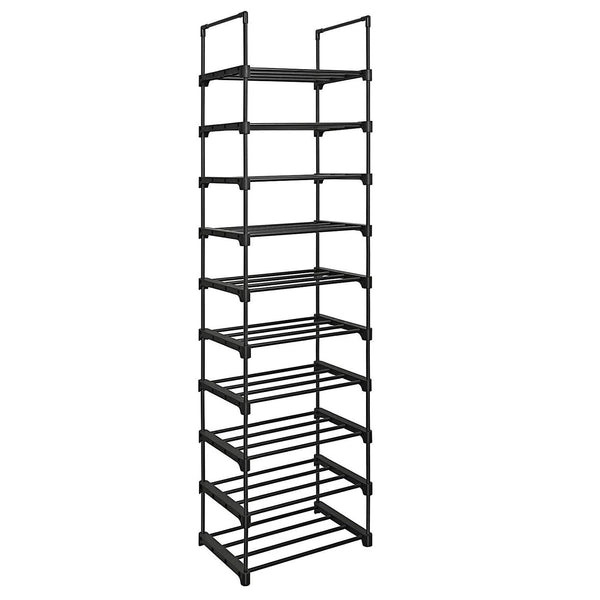 prezzo Étagère à chaussures 10 étagères modulables 45x30x174 cm en métal noir